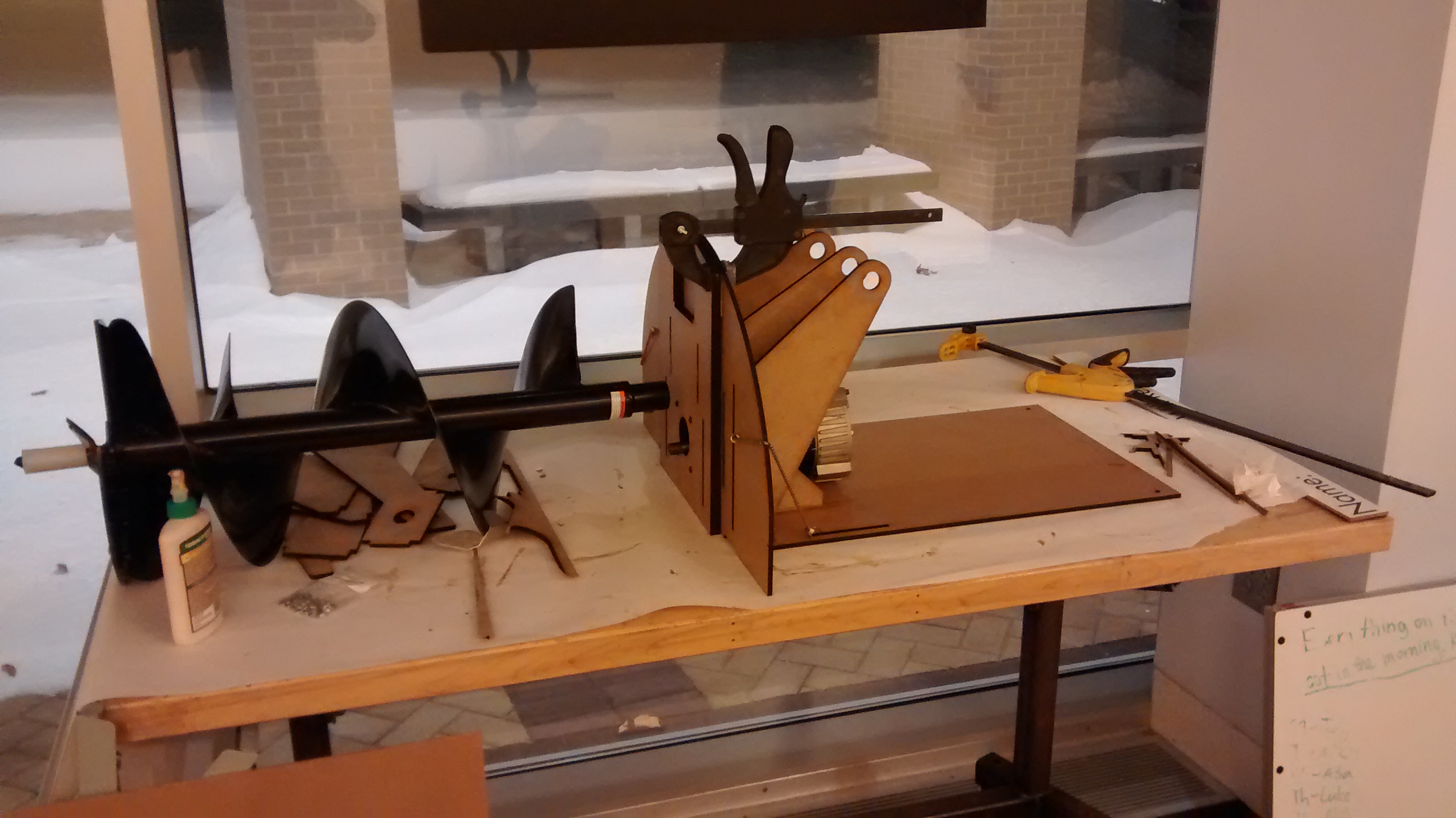 Assembling the MDF sled.